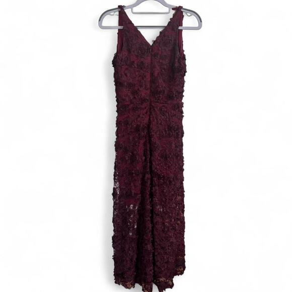 XSCAPE MADE IN USA BURGUNDY FLOWER PROM FORMAL MAXI DRESS SZ. 4 SMALL NWT - Picture 5 of 6
